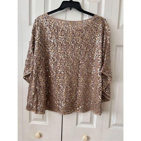 Chico’s Taylor Chianti Gold Sequins Poncho Top Size S/M NWT - Picture 3 of 6